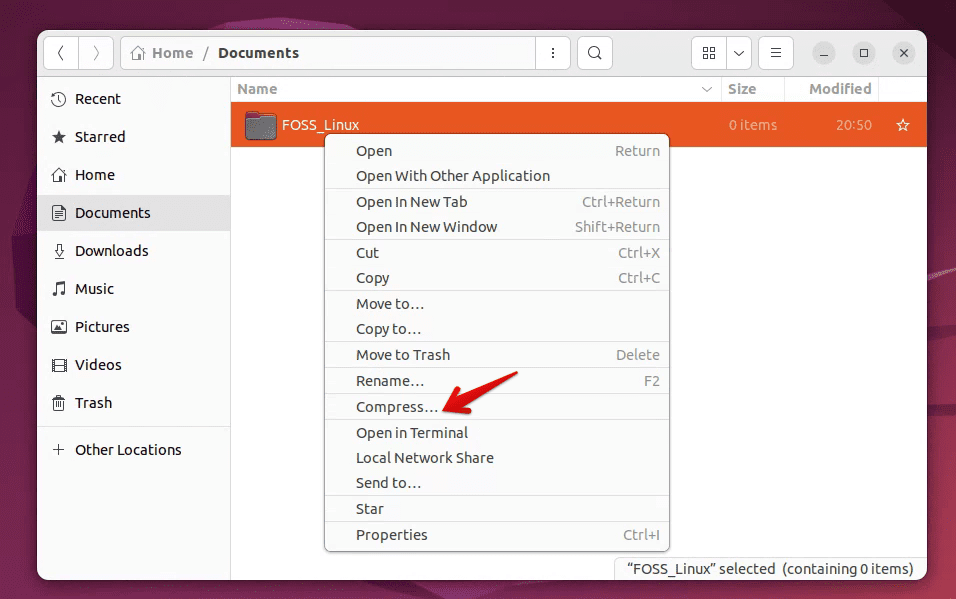 ubuntu files right click menu