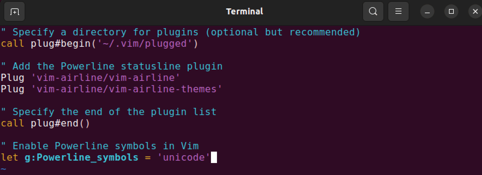 configure vim