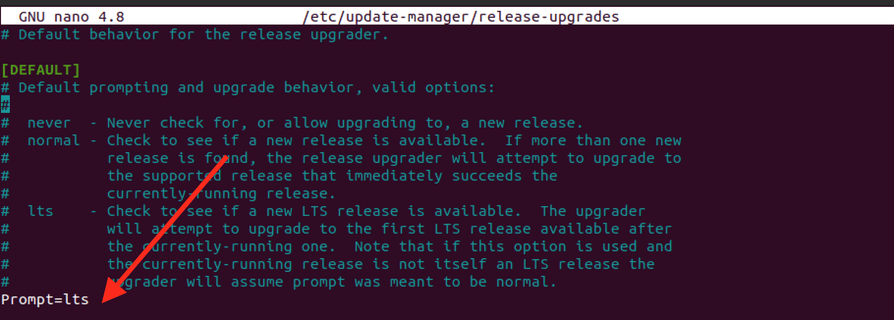 edit release upgrades file