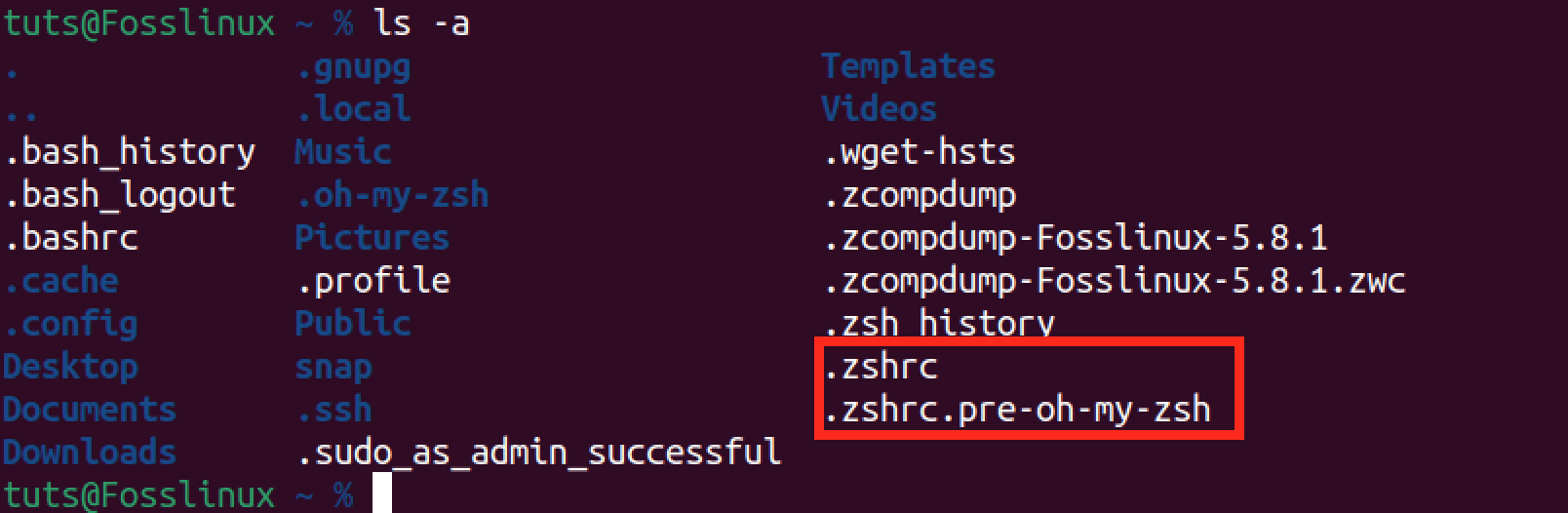 oh my zsh zshrc files