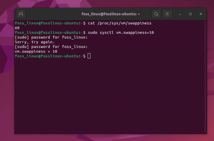 changing swappiness on ubuntu