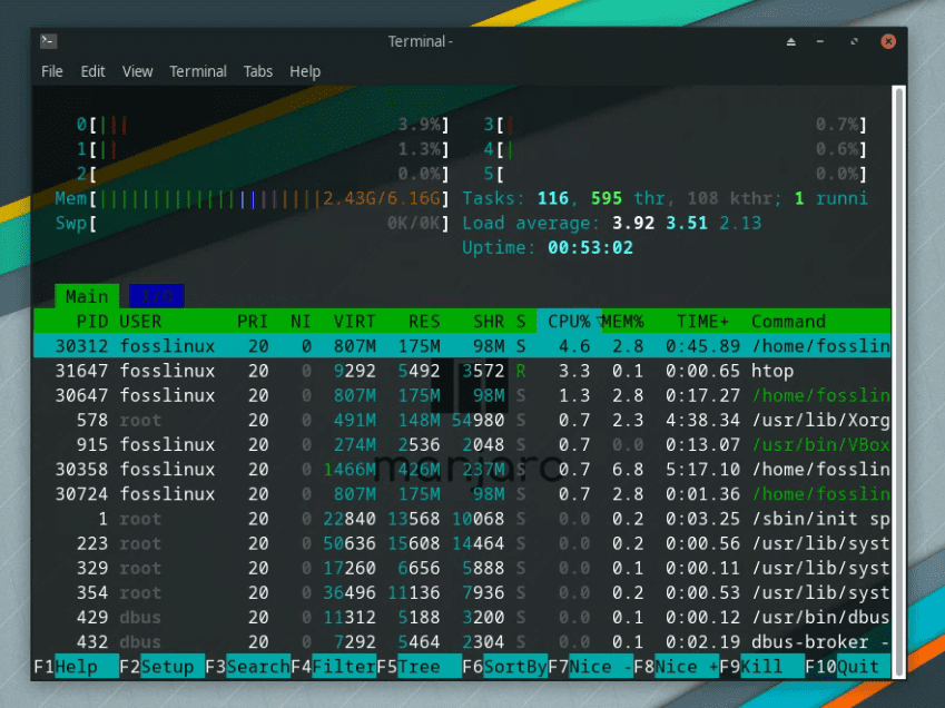 htop on manjaro xfce