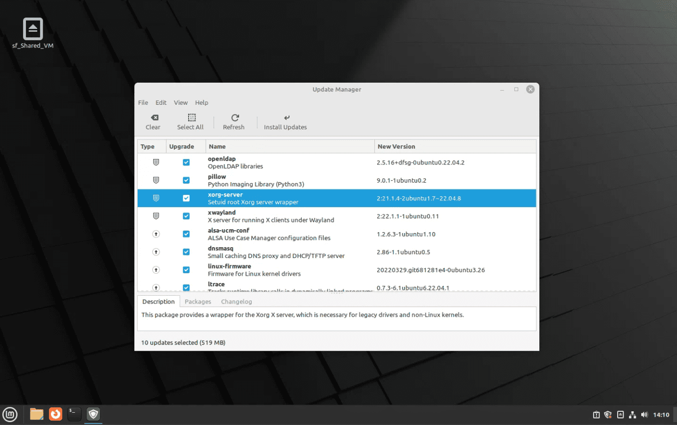 linux mint 21.1 cinnamon update manager