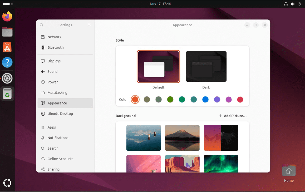 changing appearance on ubuntu desktop