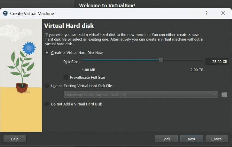 virtual hard disk setup